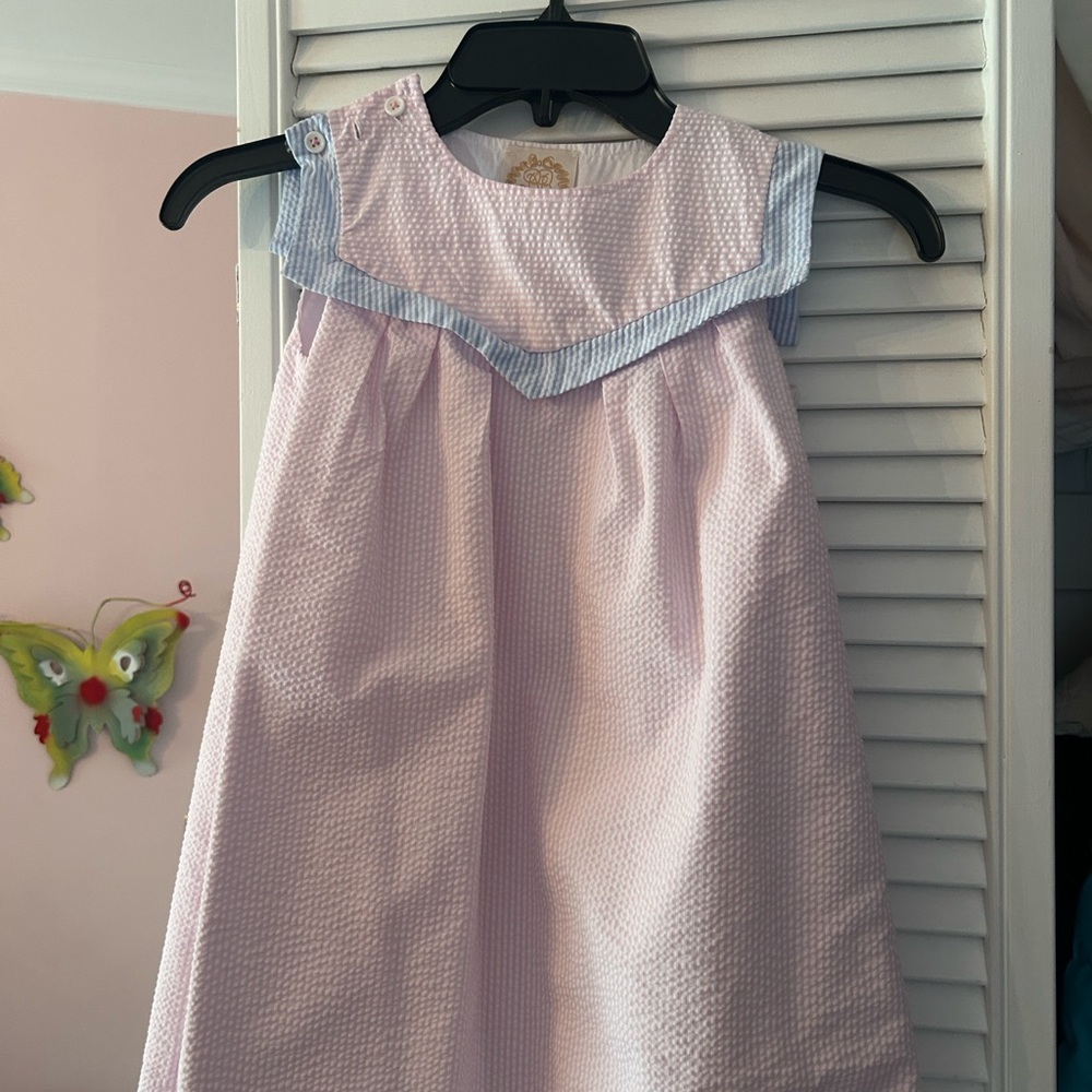 The Beaufort Bonnet Company Pink and White Baby Dress